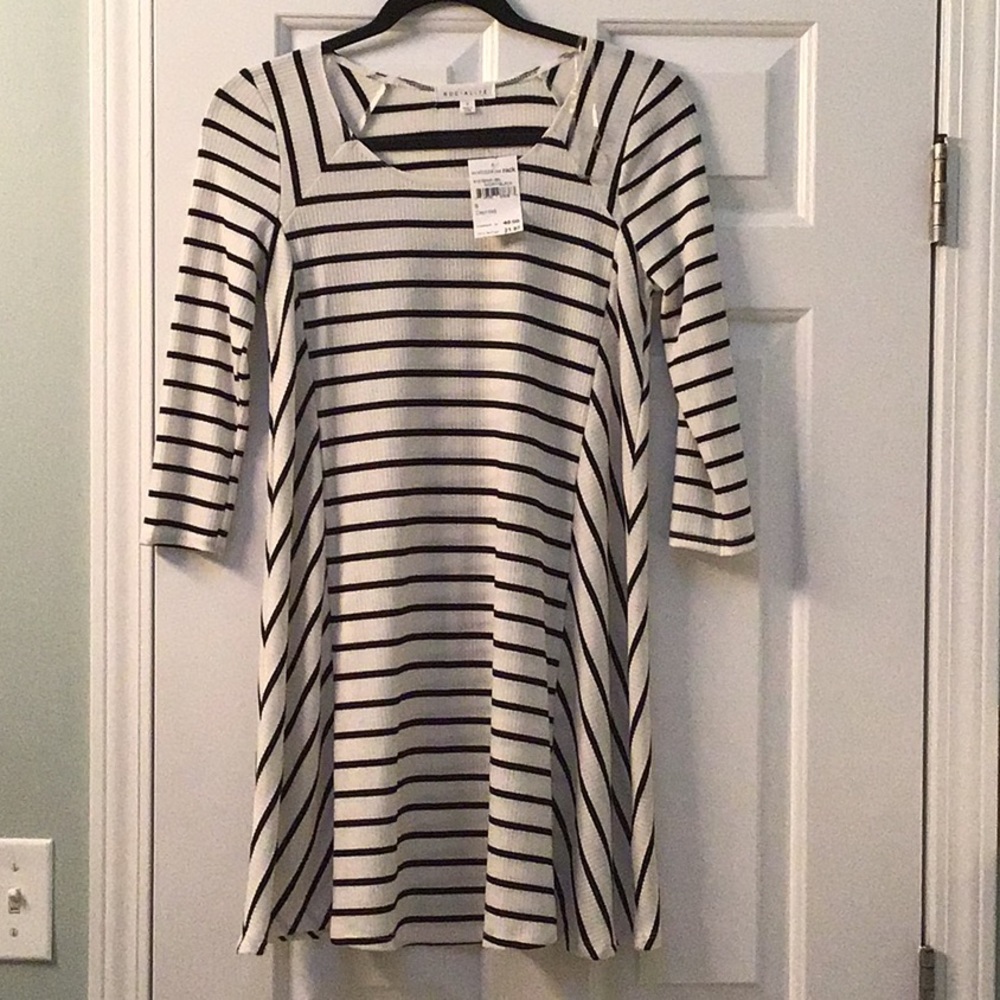 Socialite White and Black Striped Dress Size S NWT